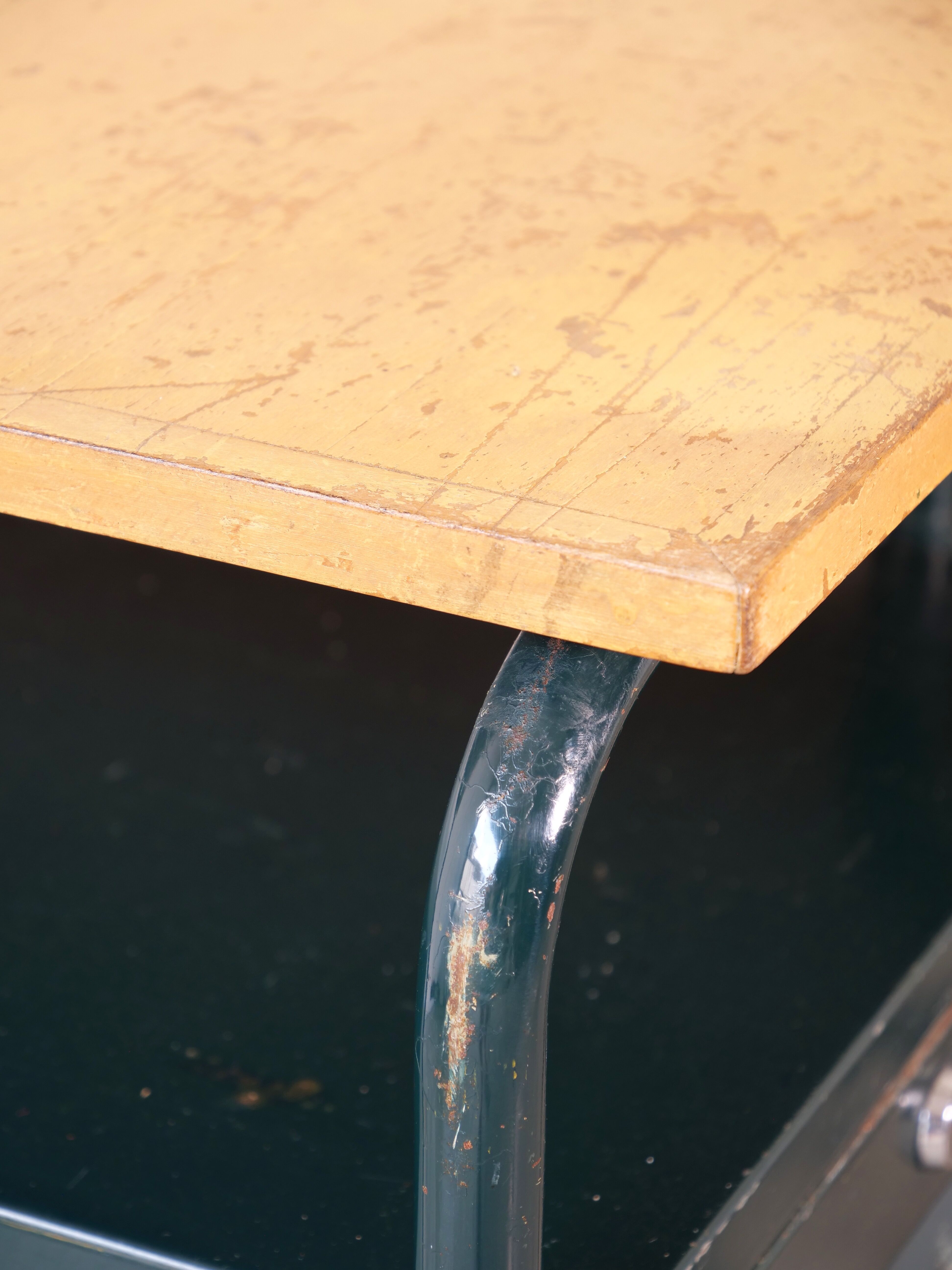 Desk with bauhaus style tubular steel chair
