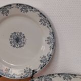 6 Flat plates in blue/green iron clay model “Mignon”, H & Cie Sarreguemines