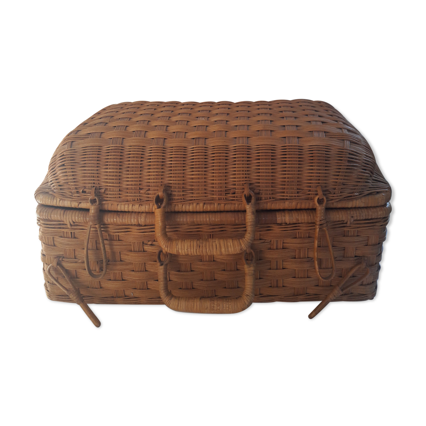 Vintage rattan suitcase