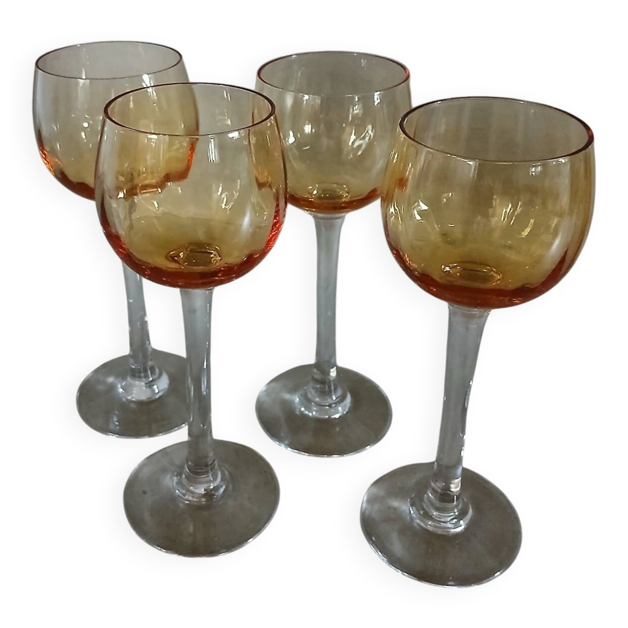 4 antique crystal stem glasses