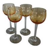 4 verres à pied anciens en cristal 