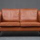 VINTAGE DANISH MID CENTURY STOUBY 2 PERSON SOFA IN COGNAC LEATHER