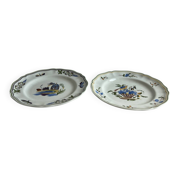 Longchamp peint à la main. Lot de 2 assiettes plates.