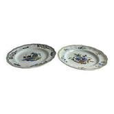 Longchamp peint à la main. Lot de 2 assiettes plates.