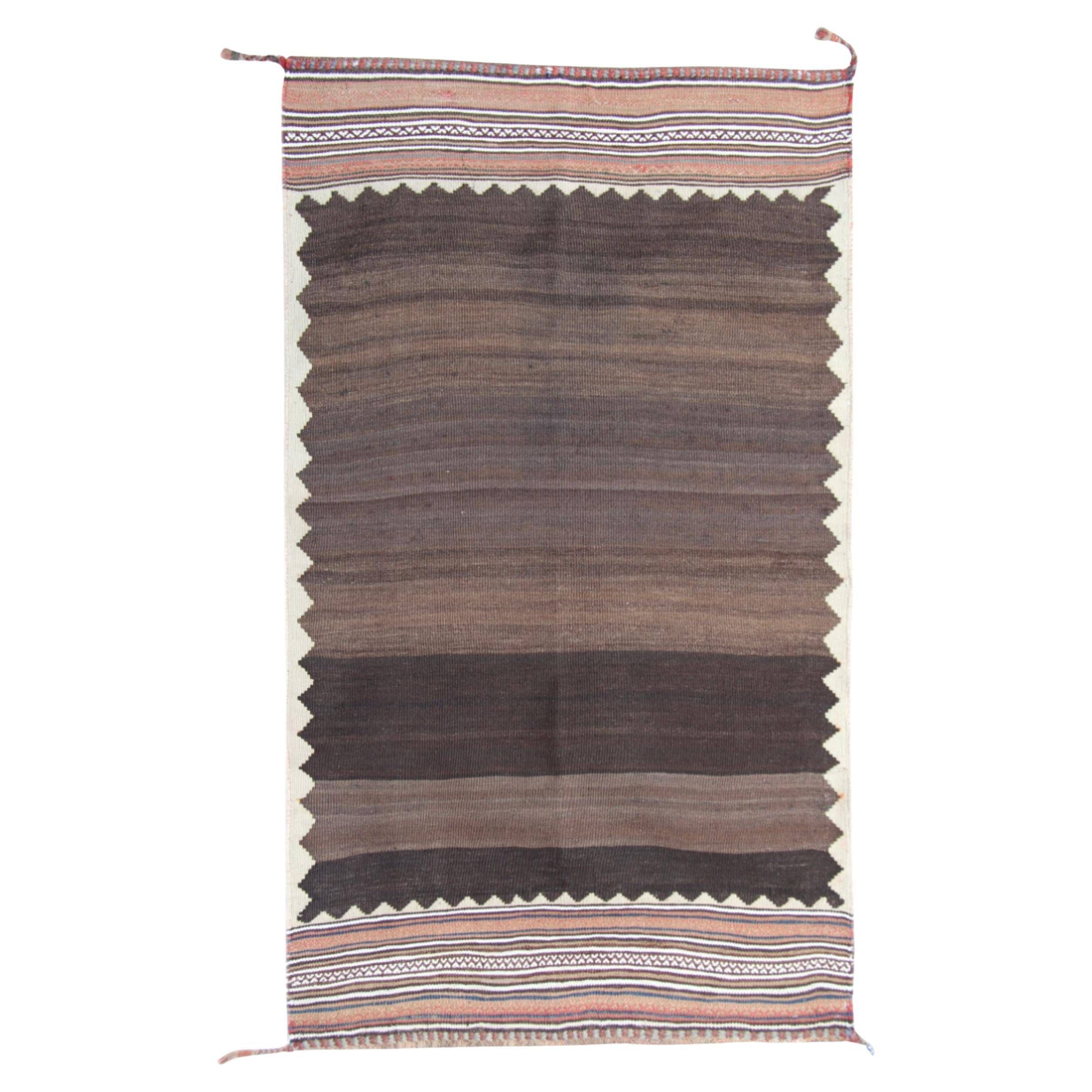 Antique Sofreh Wool Kilim Rug from the 1930s, Undyed, Tribal Flatweave 157x89 cm