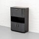 Postmodern burl wood bar cabinet 1980s