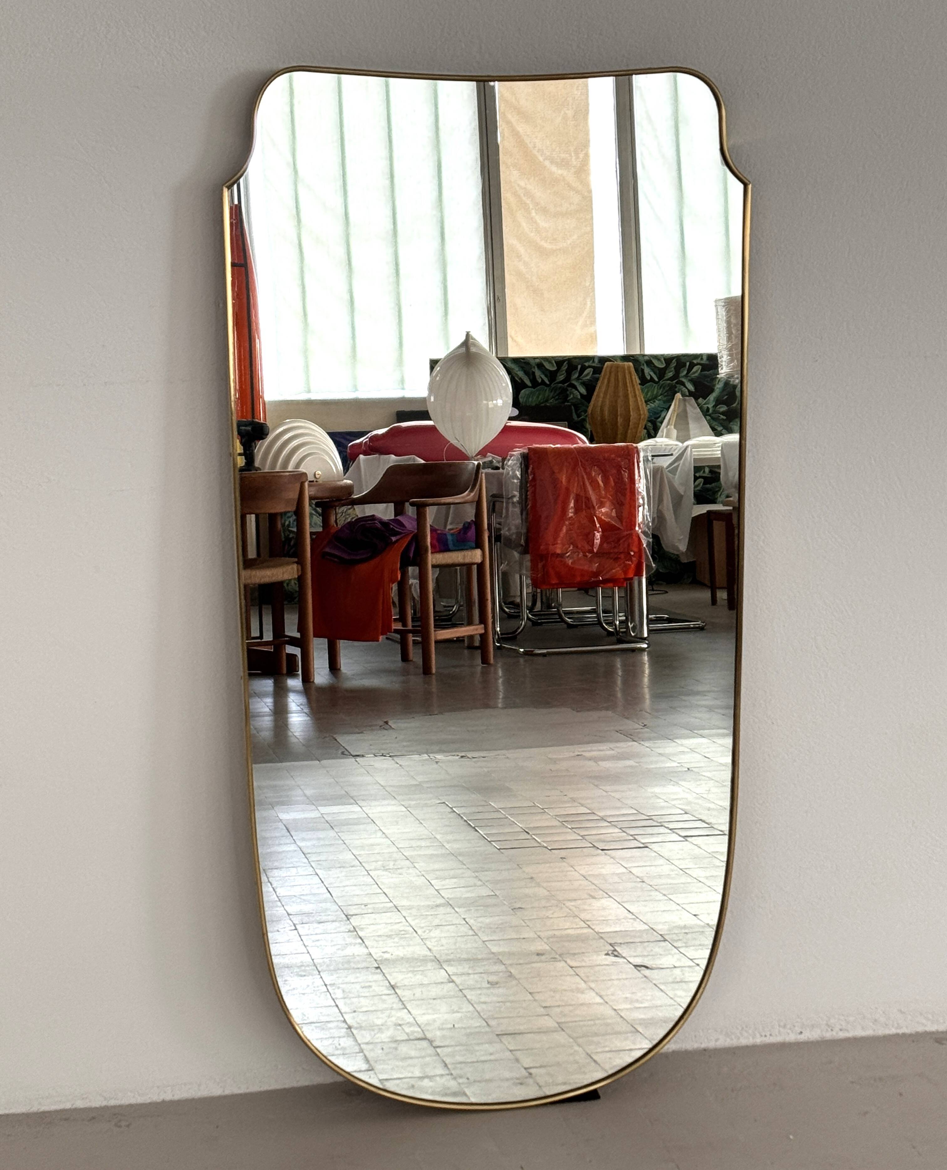 Miroir italien en laiton, 1950