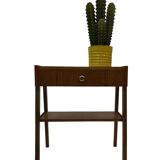 Vintage Compact Cabinet Bedside Table Teak Veneer 1960s