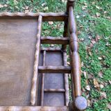 Wooden service turned on old wheels with bottle holder