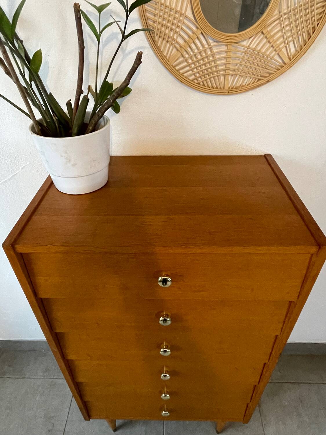 Chiffonnier/commode  6 tiroirs vintage en teck