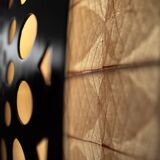 Square wall lamp in red wood and rice paper, prod. Steelline 1980