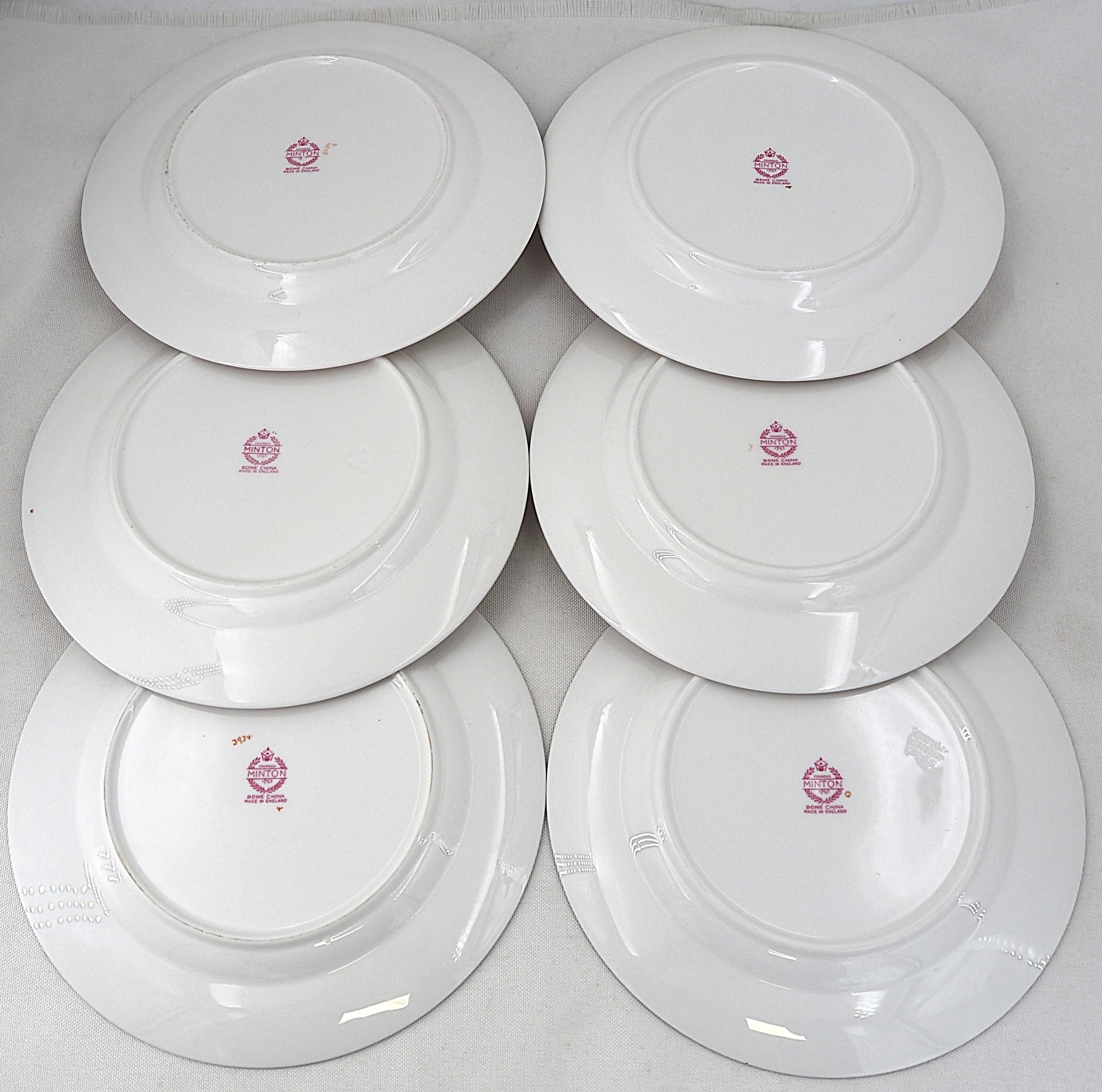 Minton Cuckoo, Cuckoo 6 dessert plates, porcelain, hand-painted 22.6 cm