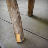 Pair of brutalist tripod stools in grayed pine. France, 1950s