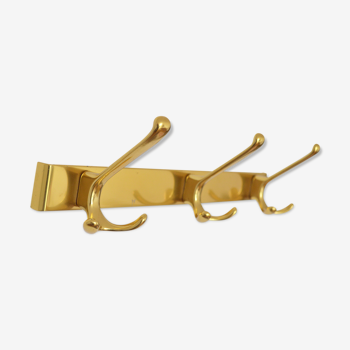 Brass wall-mounted coat rack in Bauhaus style from the 1950s