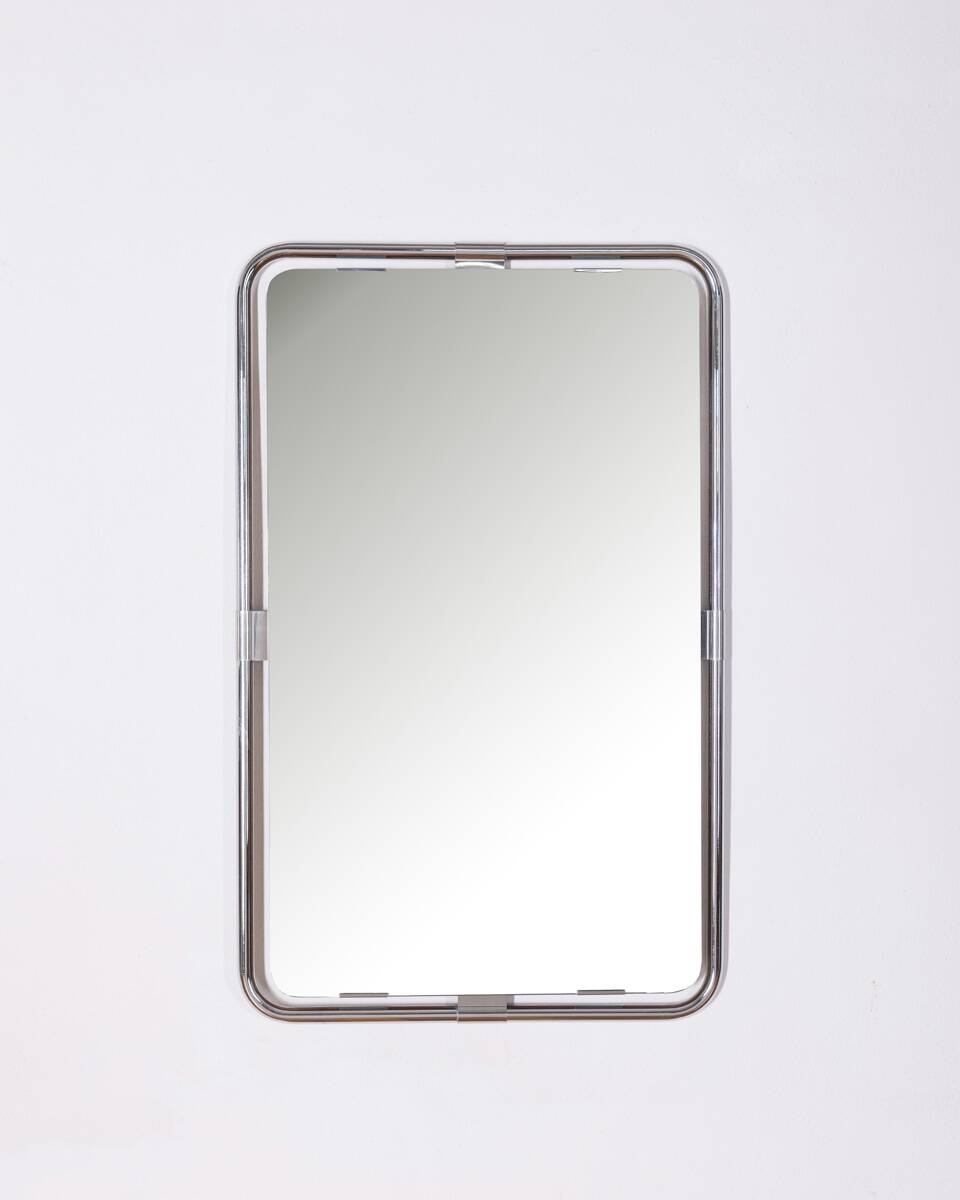 Vintage Italian Chrome Metal Wall Mirror, 1970s