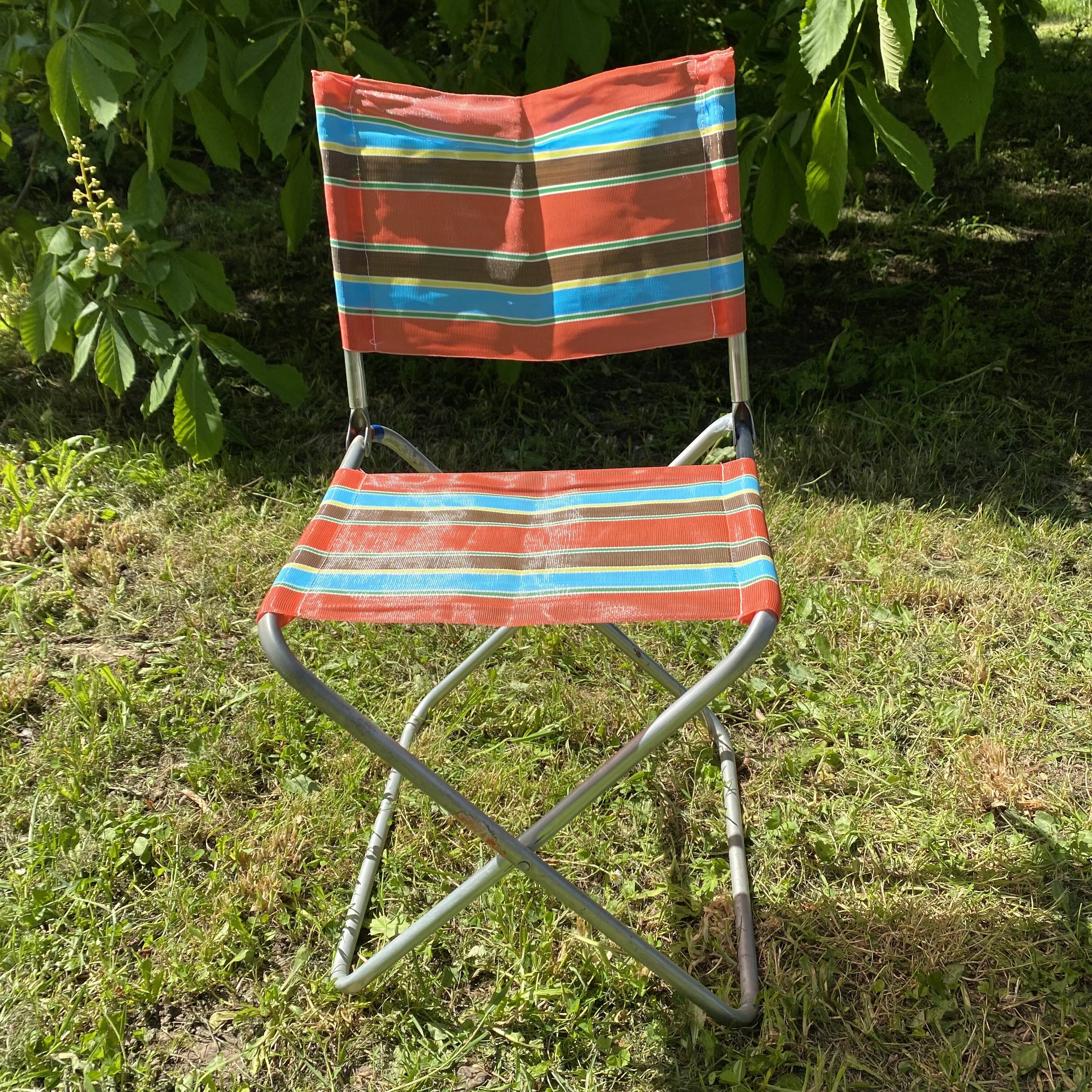 Chaise de camping vintage pliante