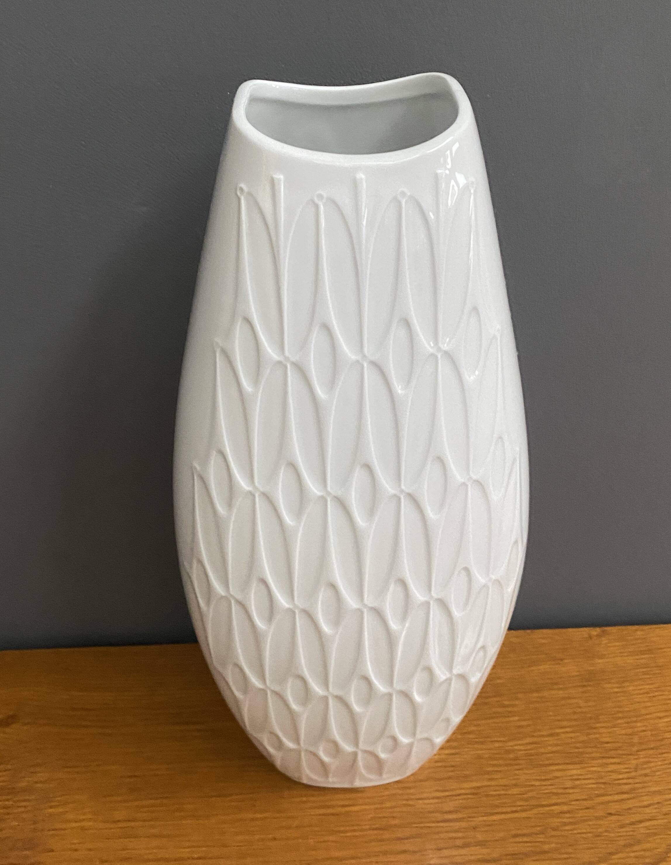 Large vintage white ceramic vase by Alka Kunst Bavaria