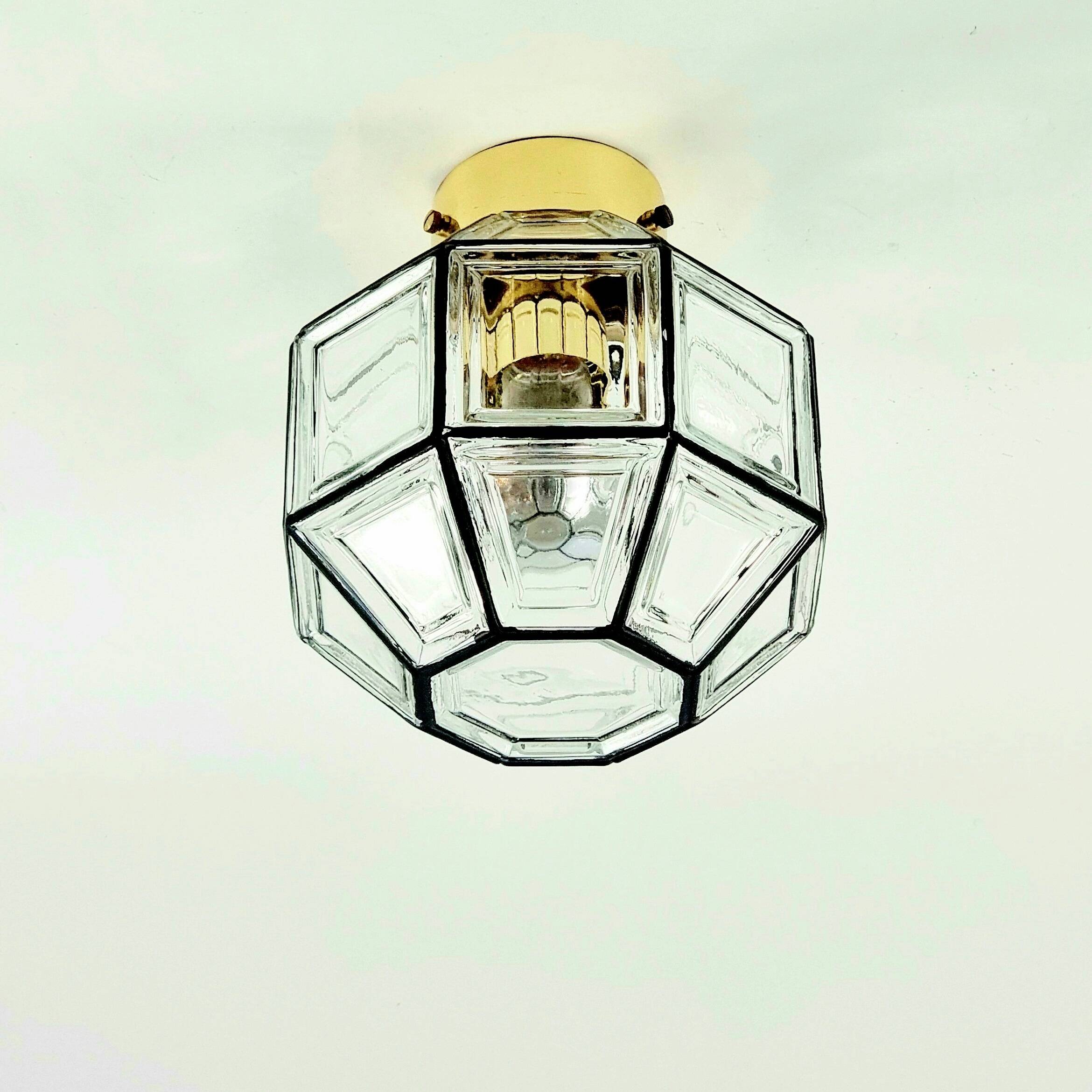 Plafonnier en verre de style mid-century de Limburg, Allemagne, années 1960/1970