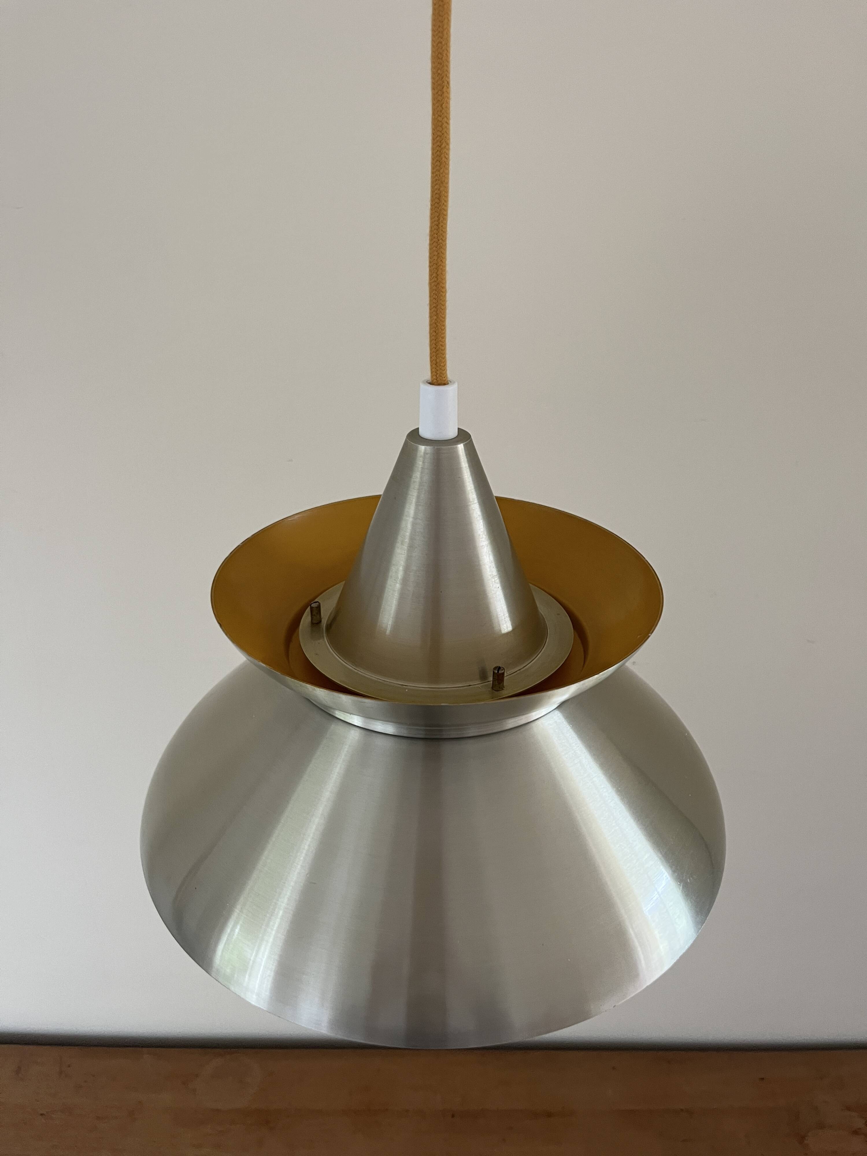 Vintage Danish chrome/ochre pendant - Doo Wop style lamp