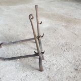 Pair of Twisted Wrought Iron Andirons, 19th Century