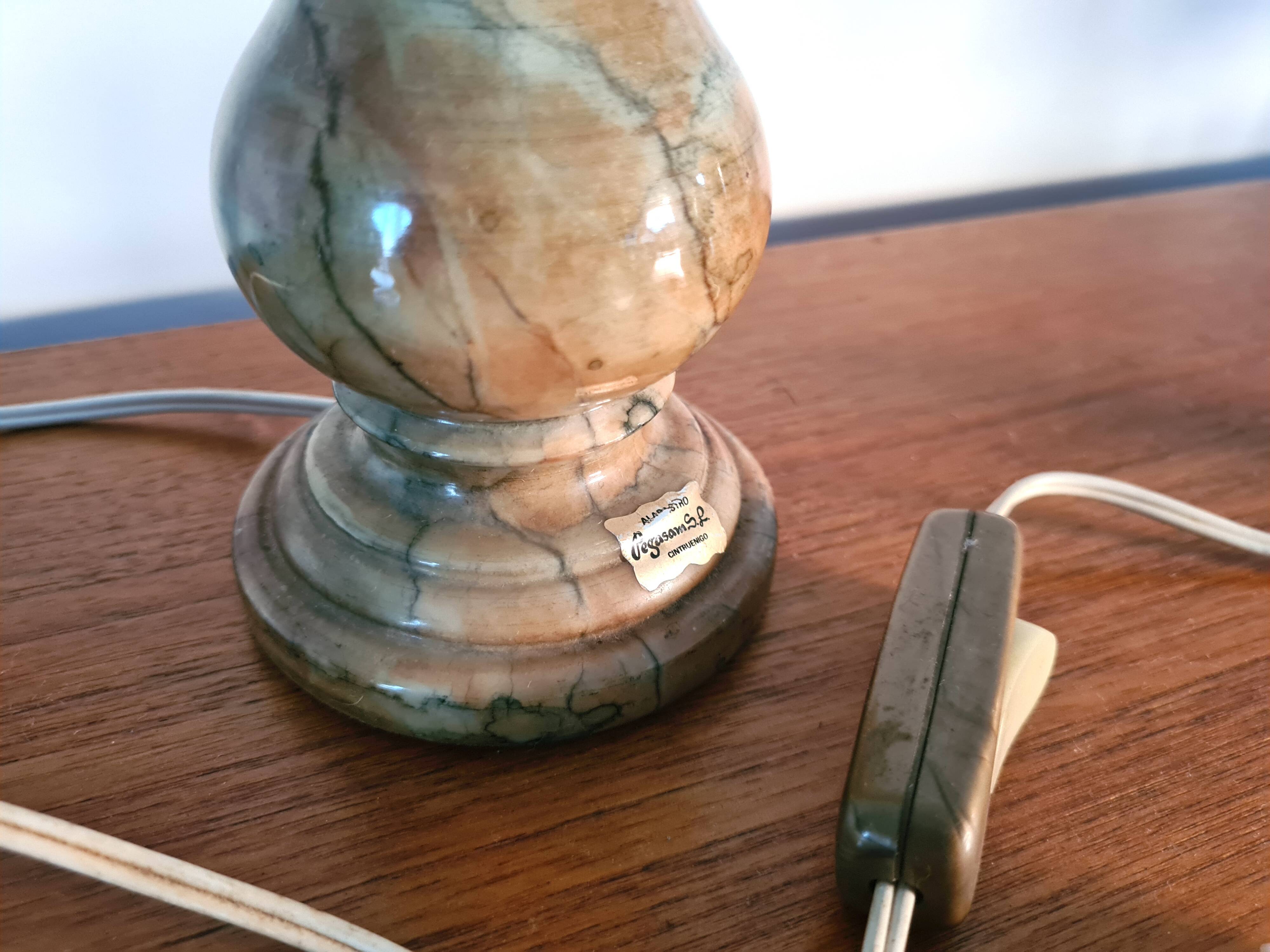 Pegasam SL Spain lamp – alabaster base and vintage engraved glass