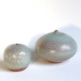 Pair of vintage miniature ceramics in aqua green - Antonio Lampecco