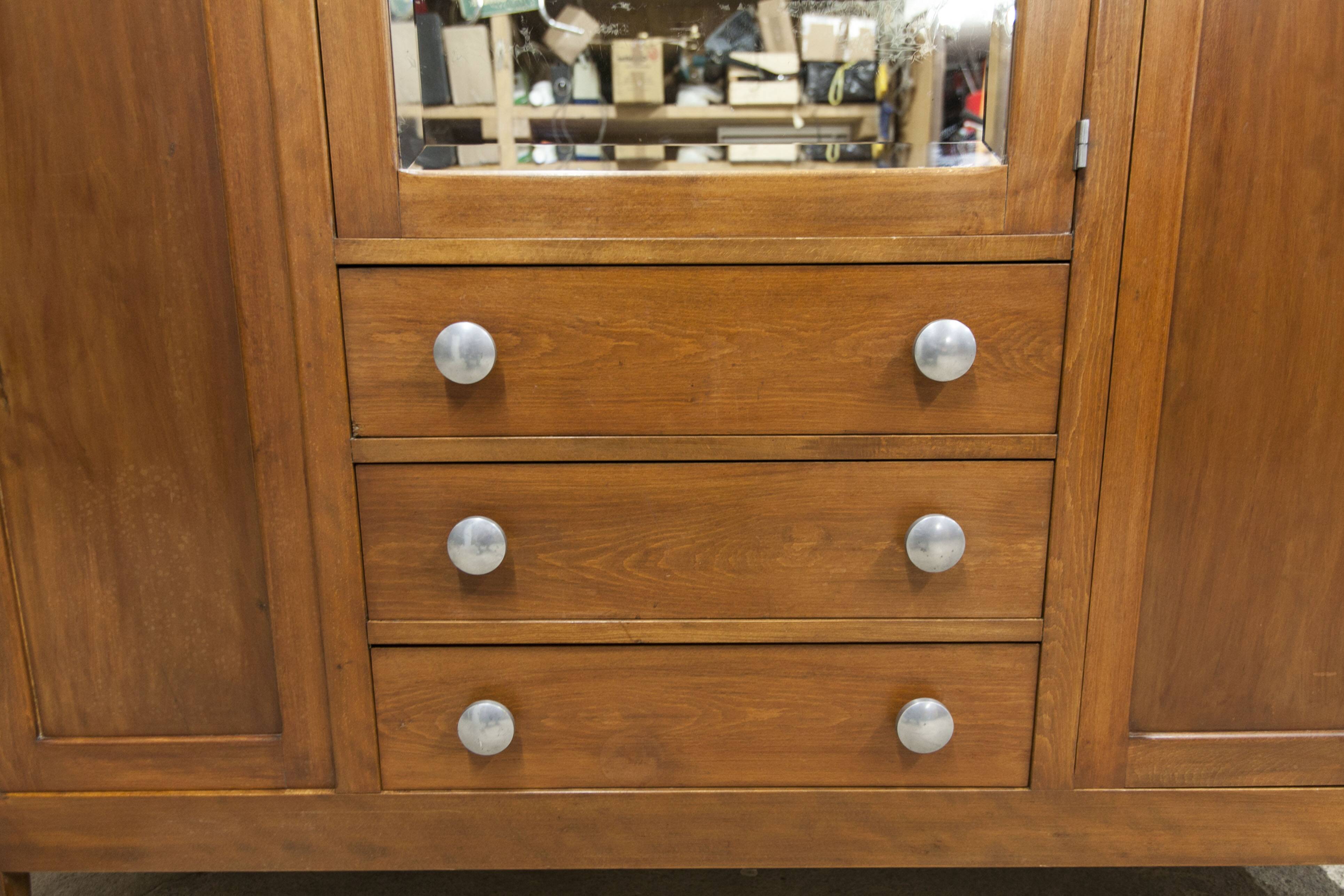 Mid-century armoire with large mirror, wardrobe and chest of drawers
