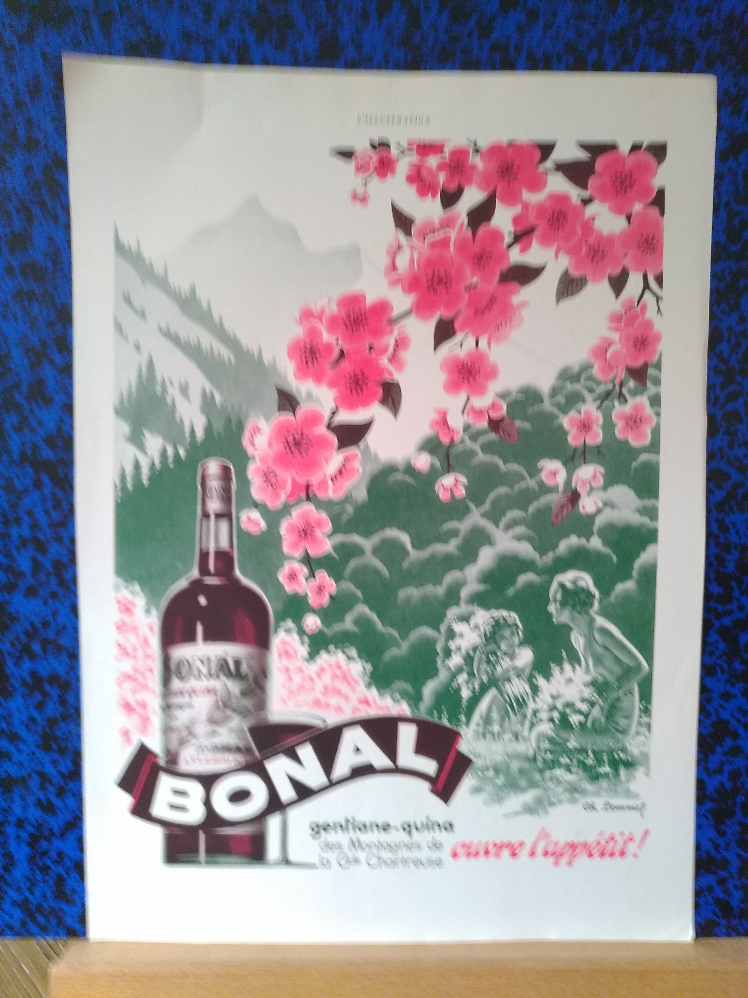 A Bonal Gentiane -quina wine paper advertisement from a 1937 magazine