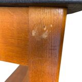 Vintage wooden high table on wheels