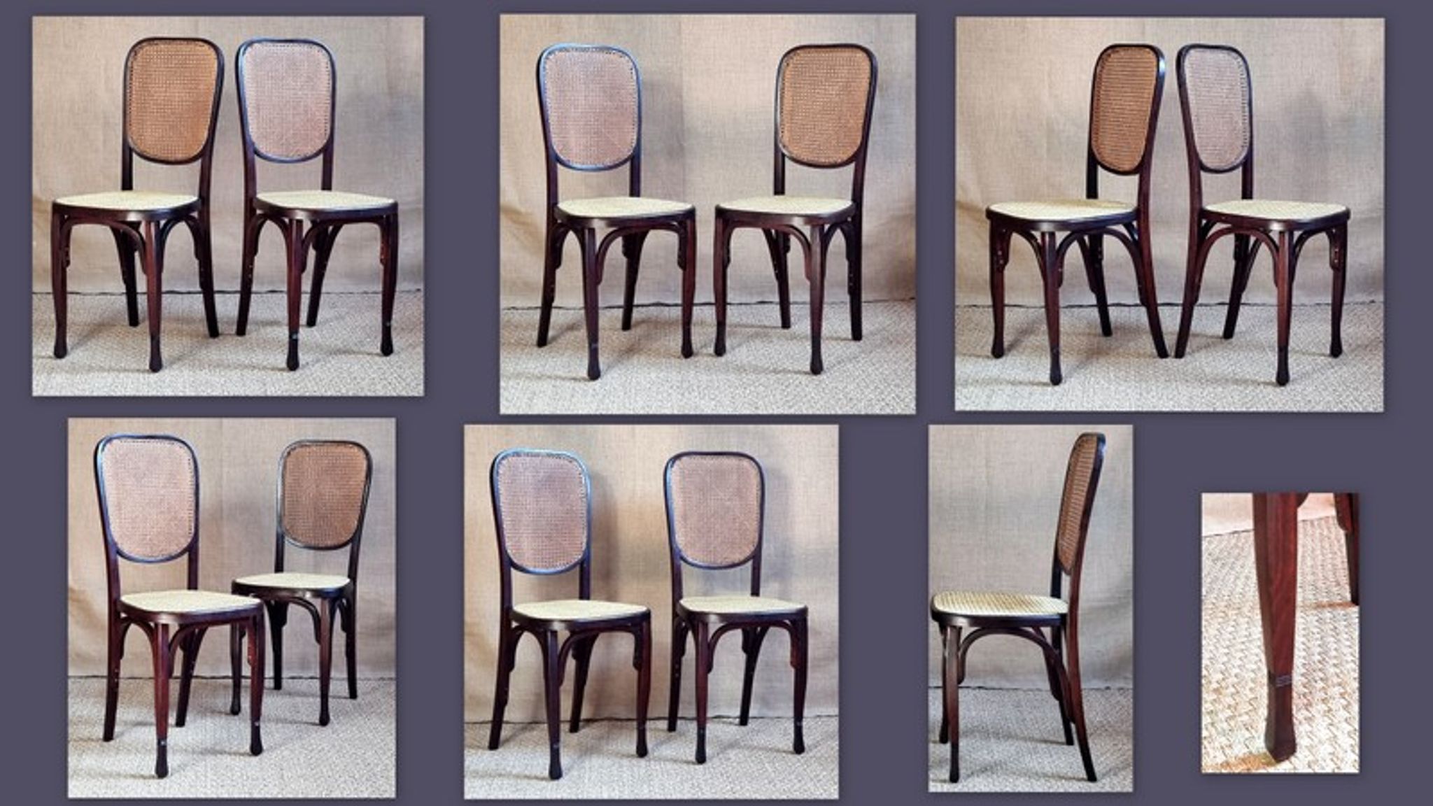 Pair of Viennese bistro chairs in curved wood early twentieth century