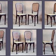 Pair of Viennese bistro chairs in curved wood early twentieth century