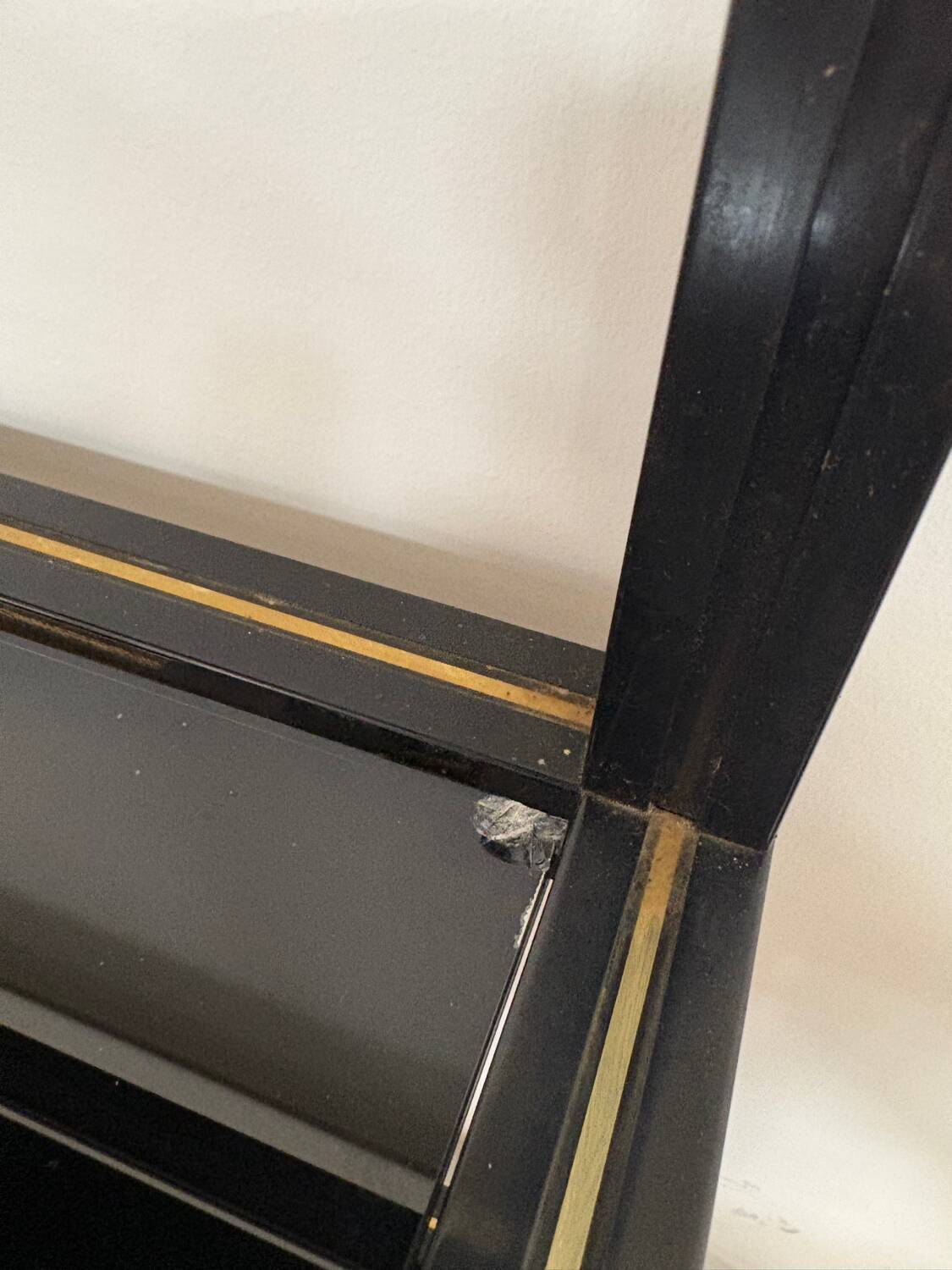 Pierre Vandel Paris shelf, black and gold, 1970s, France