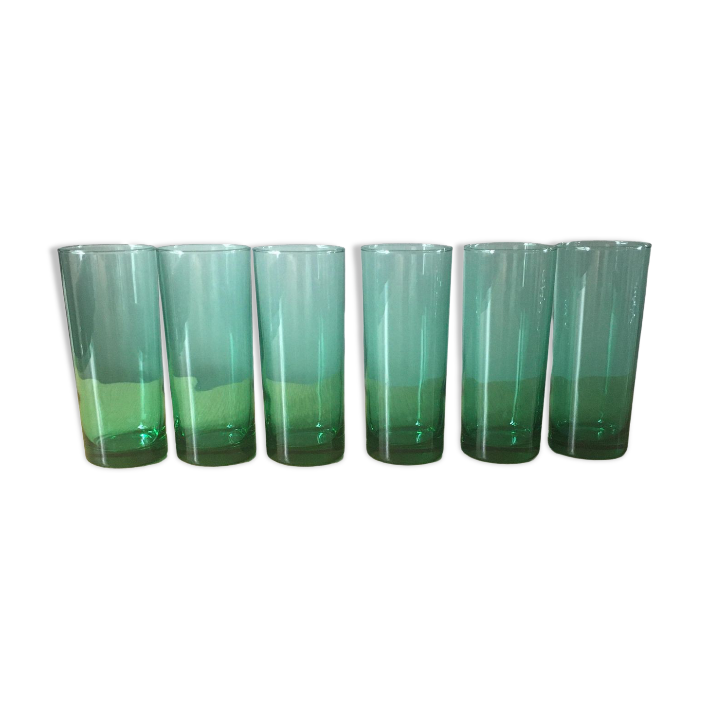 6 high glasses 1970 green color
