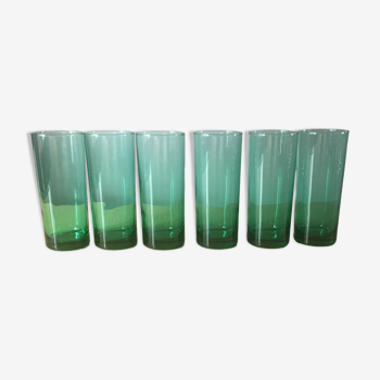 6 high glasses 1970 green color