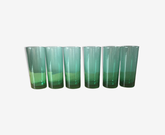 6 verres hauts 1970 couleur vert