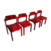 Set de 4 chaises en hêtre rouge de Rainer Schell 1960