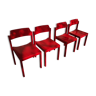 Set of 4 red beech chairs by Rainer Schell 1960