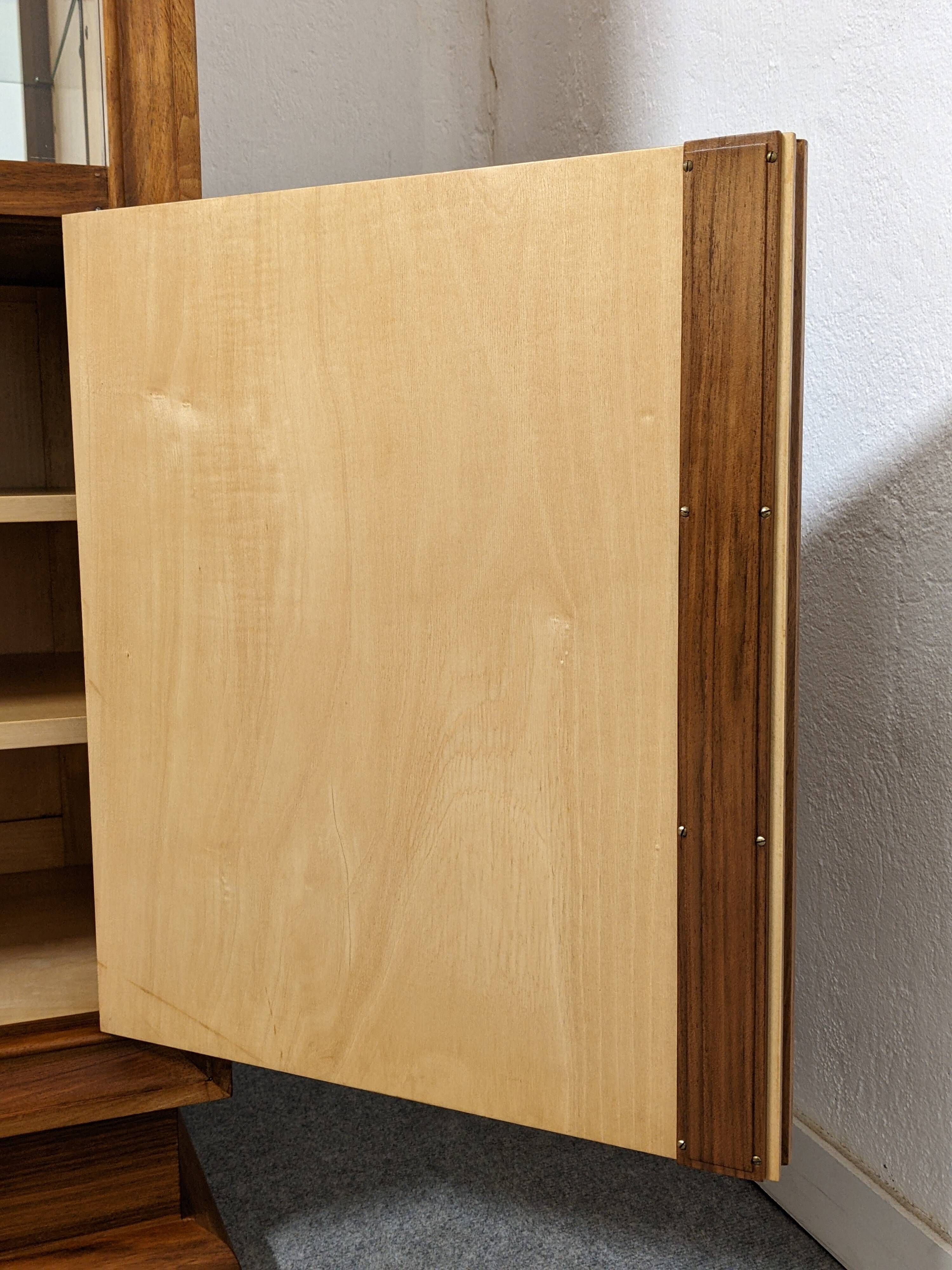 Art Deco style walnut display cabinet, France circa 1950