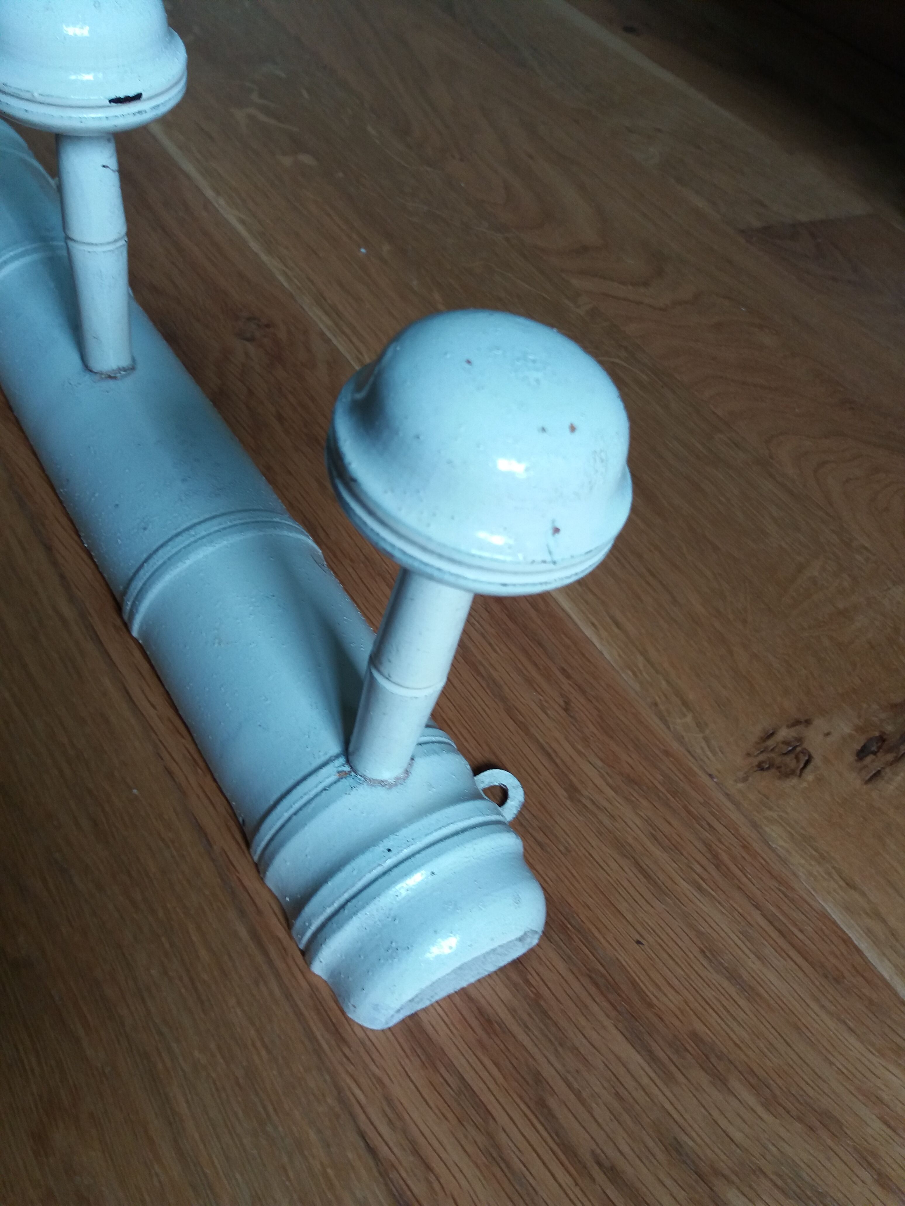 Coat rack three wooden hooks turned bamboo way