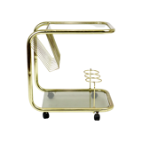 Vintage smoked glass trolley bar magazine rack side table milo baughman style italy 53cm