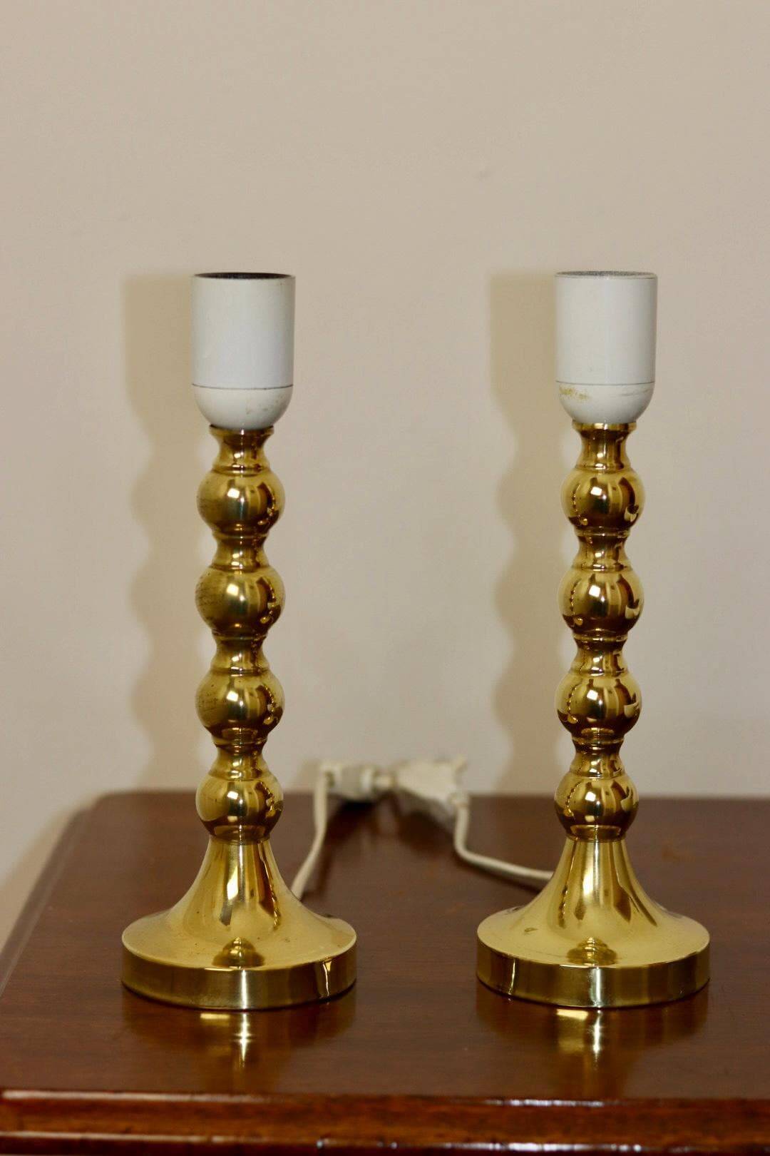 Paire de lampes suédoises en laiton du milieu du siècle