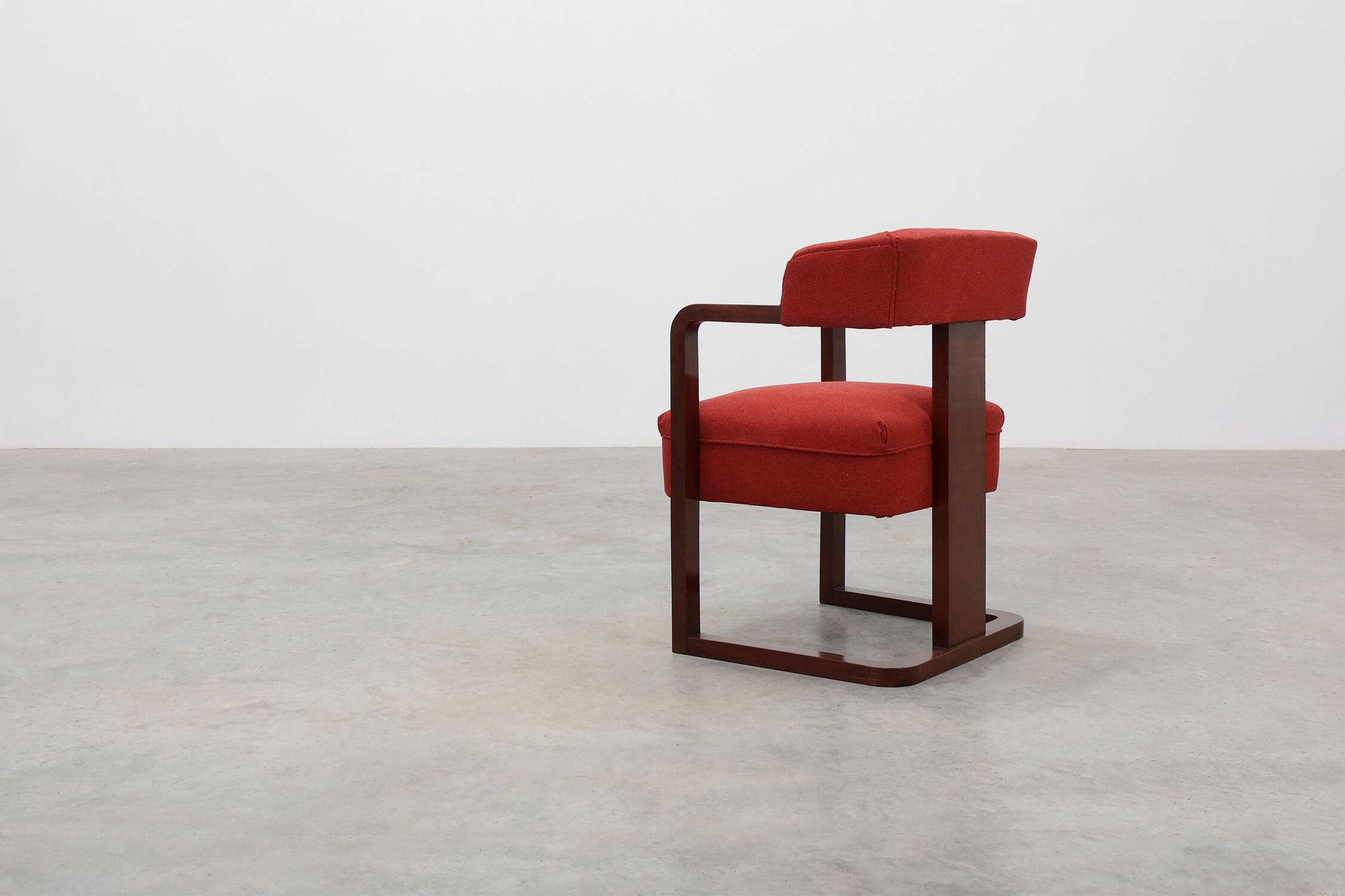 Art Deco red Reupholstered Chair, Belgium ca. 1920