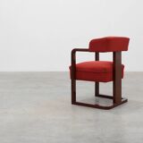 Art Deco red Reupholstered Chair, Belgium ca. 1920
