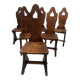 Set of six natural wood chairs "Brutalist art" 20th century