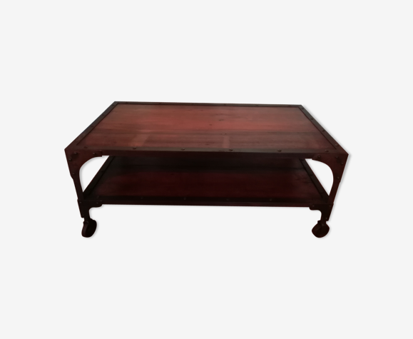 Metal And Wood Coffee Table On Wheels Selency - Wooden Coffee Table With Metal Wheels Metal And Wood Coffee Table On Wheels Selency - Wooden Coffee Table With Metal Wheels