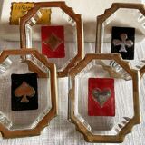 Coffret de 4 cendriers de bridge anciens – porcelaine/céramique