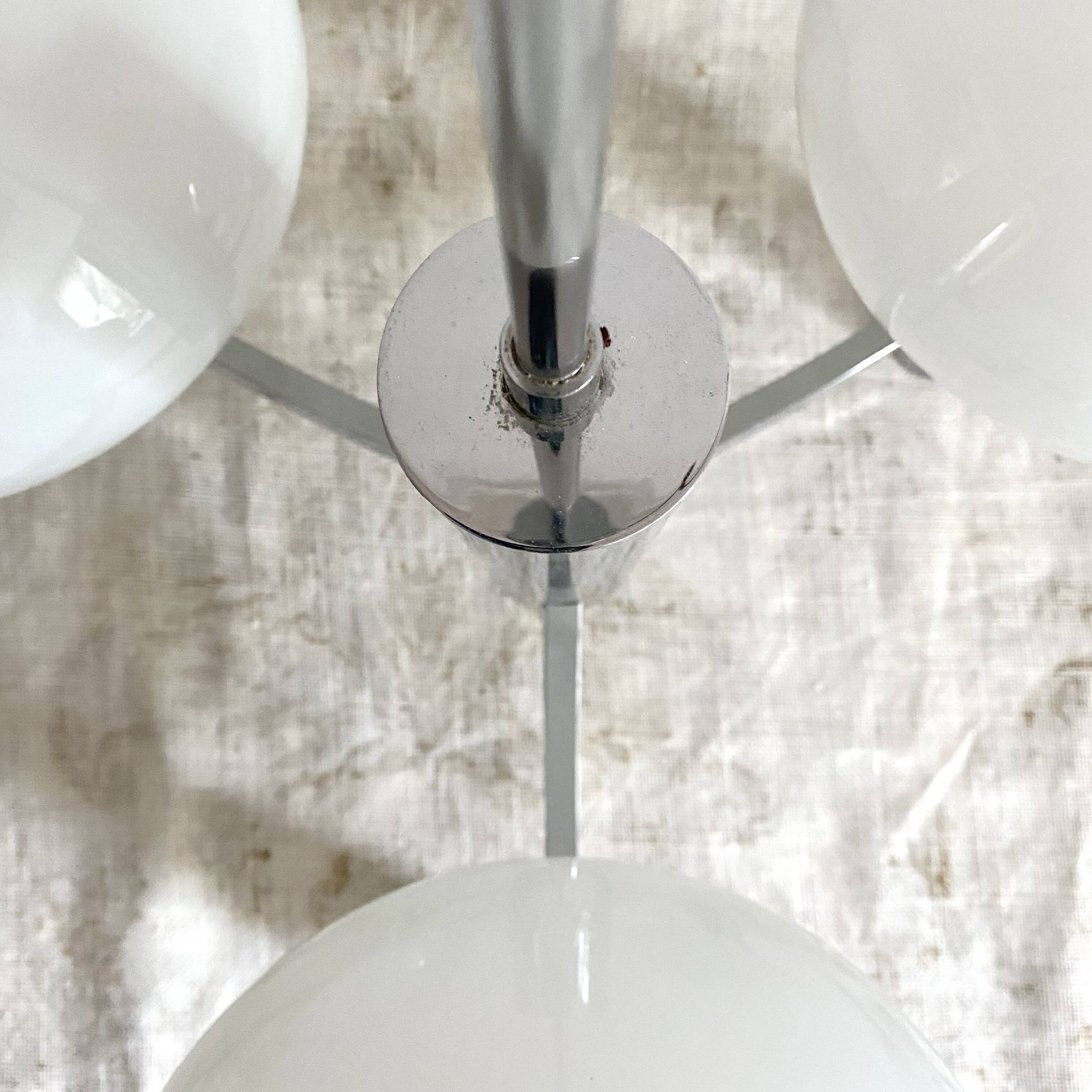 Space age glass and chrome chandelier, Italian design 1970
