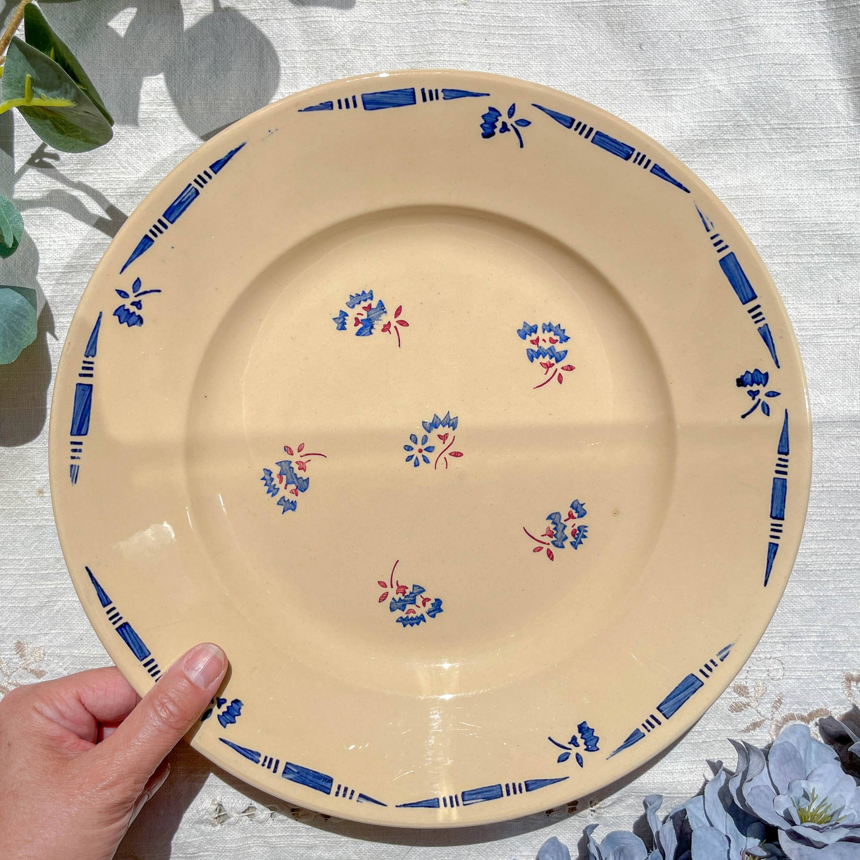 Vintage K&G Luneville "Flore" porcelain dish, 1950s, small blue flowers