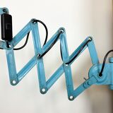 Blue Industrial Scissor Wall Lamp from Elektroinstala, 1960s