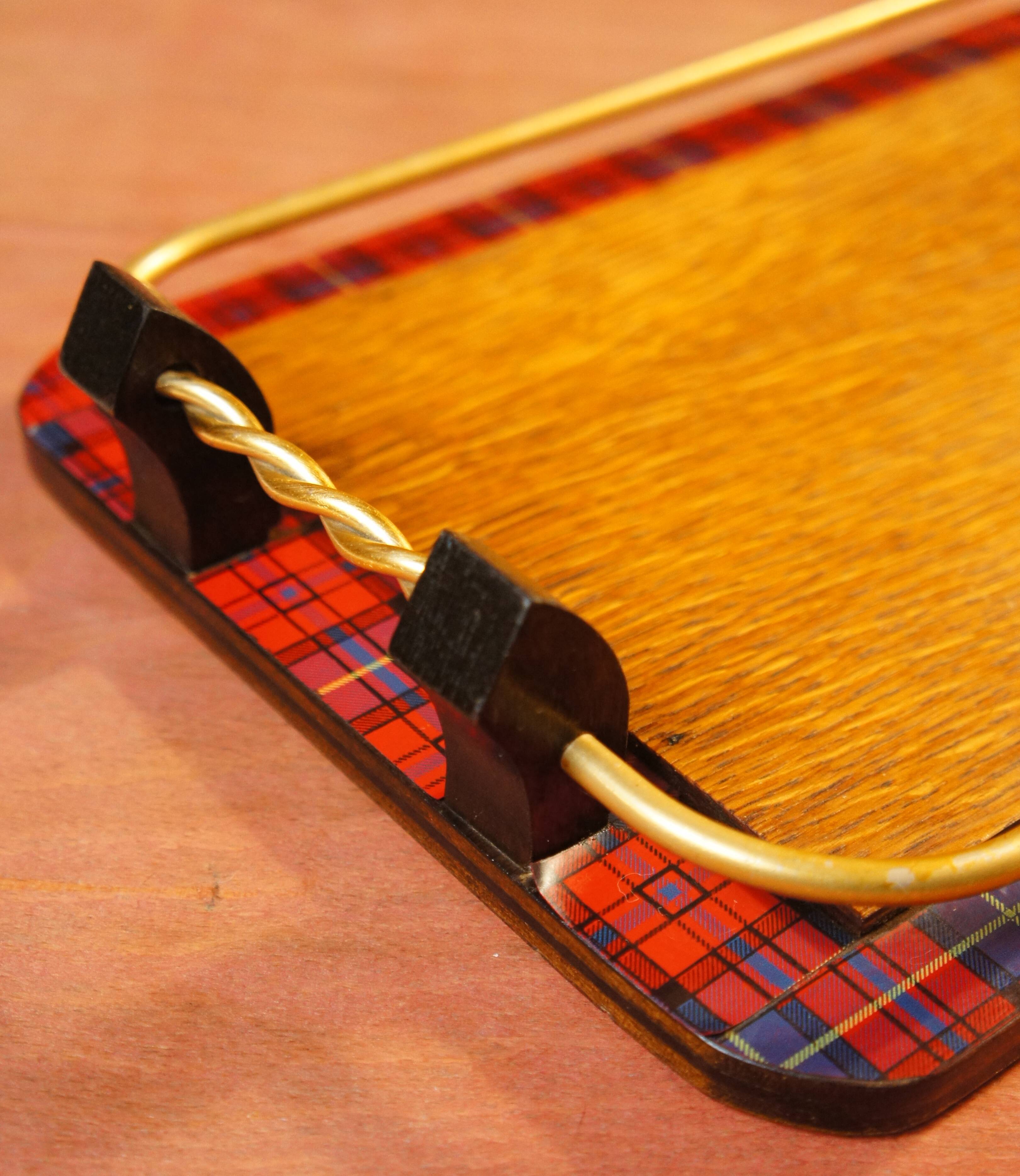 Top "Tartan" golden oak, blackened wood & brass 1960